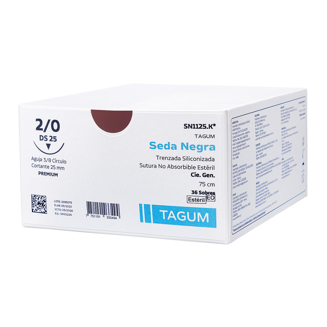 Sutura de Seda Negra Trenzada